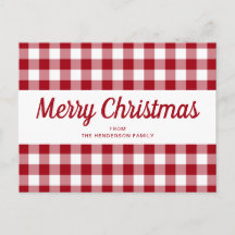 Rote Gingham Feliz Natal Script 