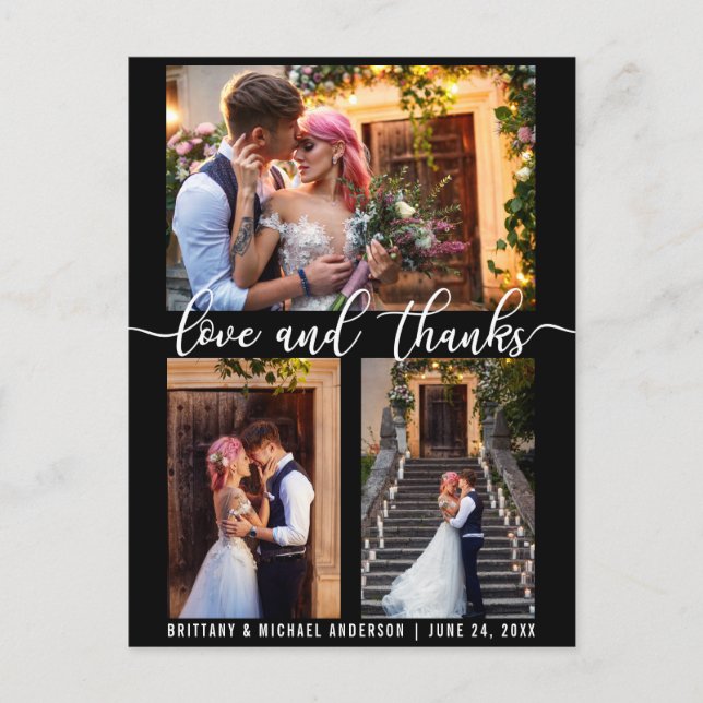 Cartão Postal Roteiro de Amor e Agradecimento de Casamento Moder (Frente)