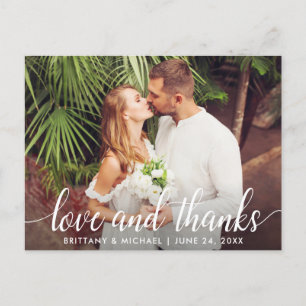 Cartão Postal Roteiro de Casamento Moderno Foto de Amor e Agrade