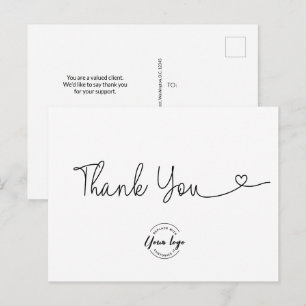 Cartão Postal Roteiro de coração de agradecimento exclusivo Logo