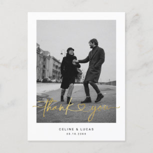 Cartão Postal Roteiro de Coração de Amor Minimalista Agradecimen