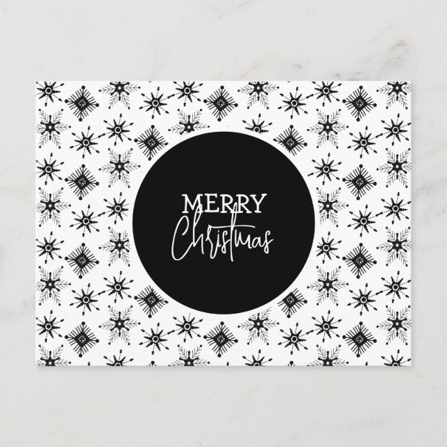 Cartão Postal Roteiro de Natal Alegre Padrão de Flocos de Neve P (Frente)