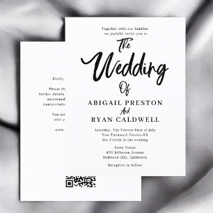 Cartão Postal Roteiro de Pincel de Casamento Amigável ao Orçamen