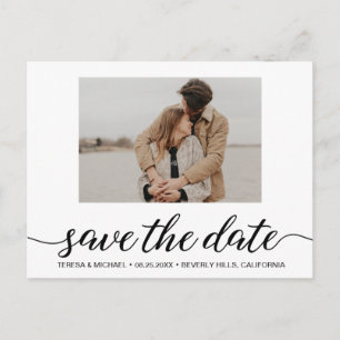 Cartão Postal Roteiro de Save The Date de engajamento com foto m