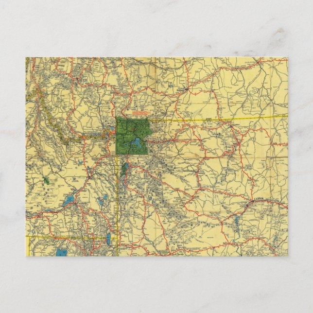 Cartão Postal Roteiro Idaho, Mont, mapa Wyo (Frente)
