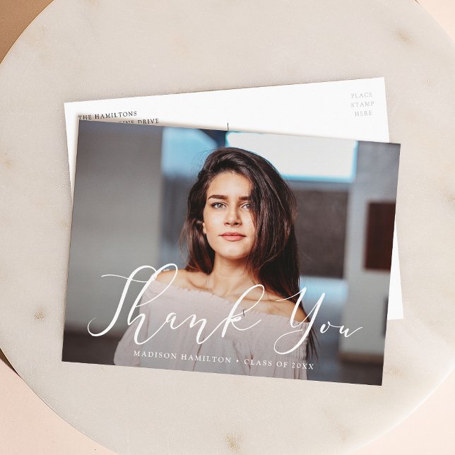 Cartão Postal Roteiro Momentoso Foto Graduação Agradecimento (Criador carregado)