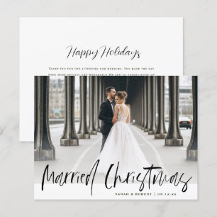 Cartão Postal roteiro preto casou com anúncio de casamento de ch