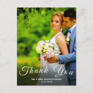 Cartão Postal Roteiro Simples Foto Personalizada Branco Obrigado