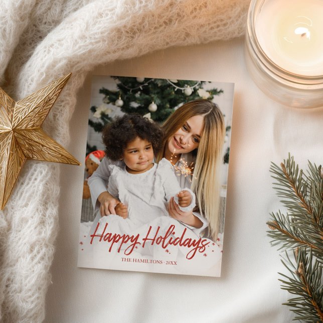 Cartão Postal Roteiro Vermelho Foto Única Feliz Natal (Criador carregado)