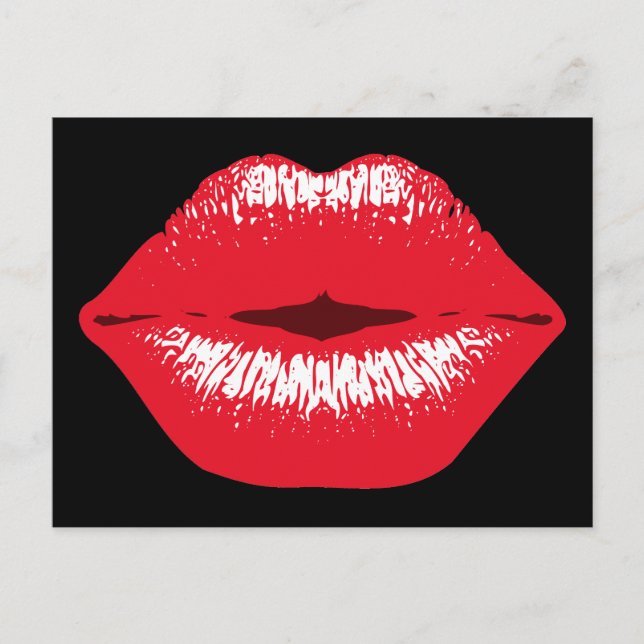 Cartão Postal roter Kussmund Lippenstiftabdruck Grußkarte (Frente)