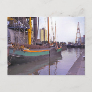 Cartão Postal Roterdão, navios históricos, barcaça à vela neerla