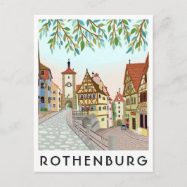 Cartão Postal Rothenburg Germany Town View Travel Illustration