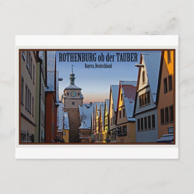 Cartão Postal Rothenburg od Tauber - Weisserturm Winter (Frente)