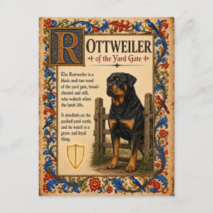 Cartão Postal Rottweiler, Arte Medieval de Bestiário