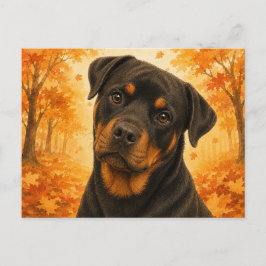 Cartão Postal Rottweiler Autumn Forest Dog