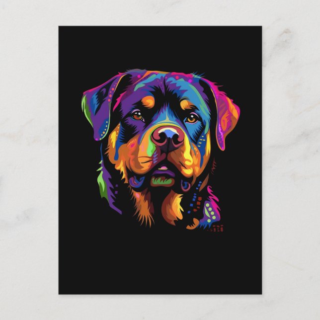 Cartão Postal Rottweiler Colorido (Frente)