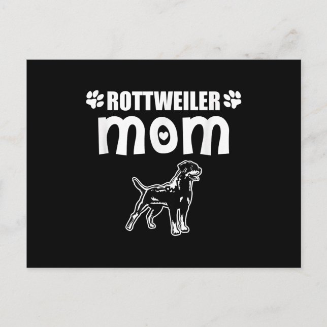 Cartão Postal Rottweiler Mãe Eu Cachorro Dono da Mãe Presente (Frente)