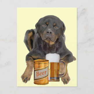 Cartão Postal Rottweiler Não Toque em Minha Cerveja