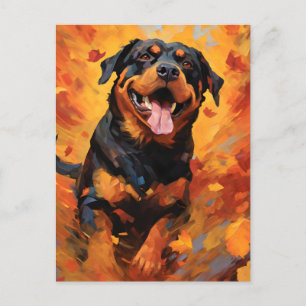 Cartão Postal Rottweiler Outono Dia de Ação de Graças 