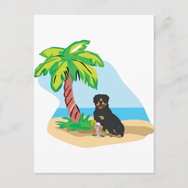 Cartão Postal rottweiler tropical (Frente)