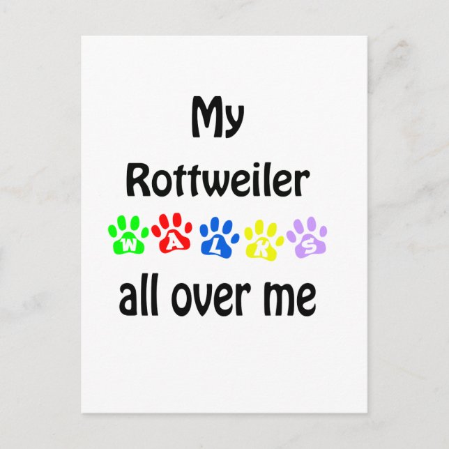 Cartão Postal Rottweiler Walks Design (Frente)