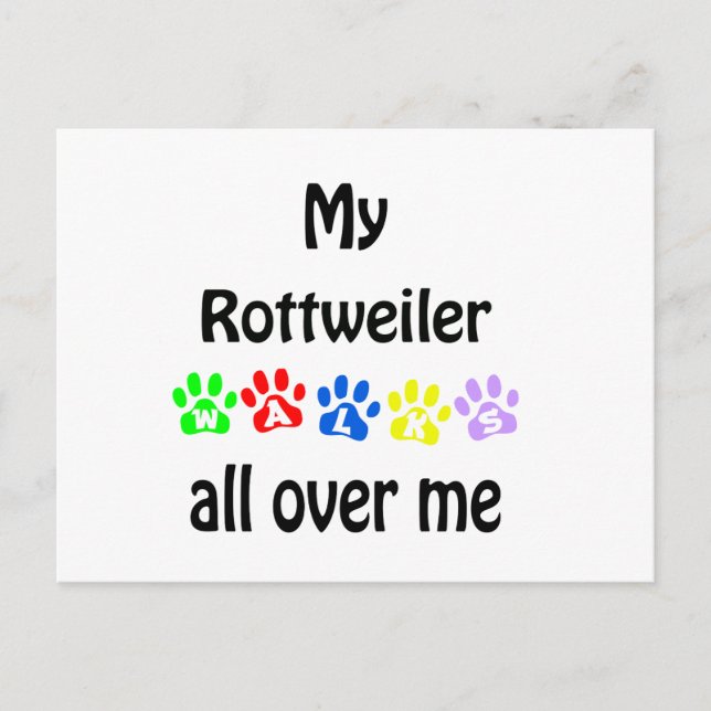 Cartão Postal Rottweiler Walks Design (Frente)