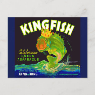 Cartão Postal Rótulo da caixa espargos Kingfish 1930