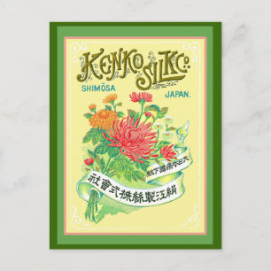Cartão Postal Rótulo da Flor do Chrysanthemum Vintage