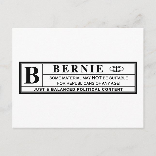 Cartão Postal Rótulo de Alerta de Bernie Sanders (Frente)