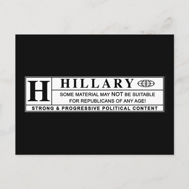 Cartão Postal Rótulo de aviso Hillary Clinton (Frente)