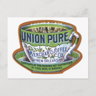 Cartão Postal Rótulo de Café da Union Pure Merchant