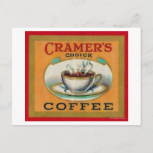 Cartão Postal Rótulo de Café Escolha de Cramer