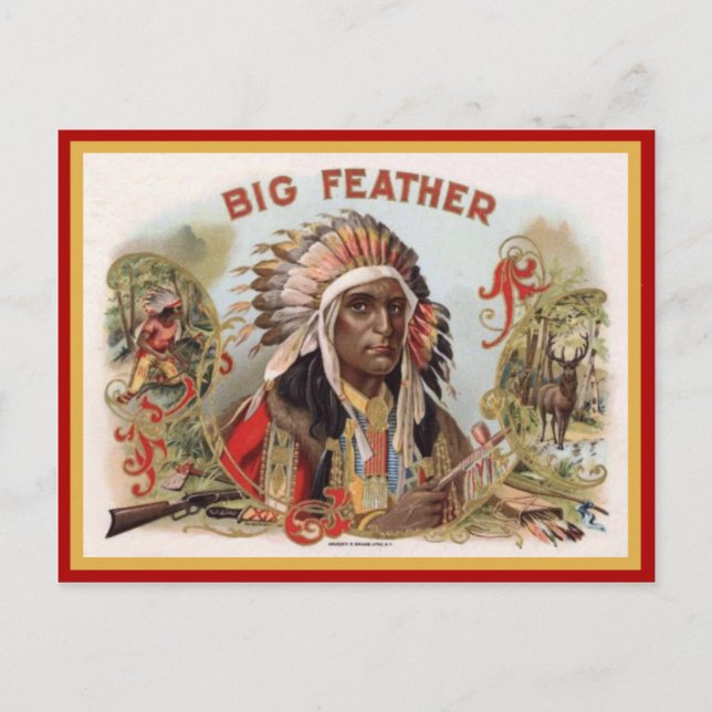 Cartão Postal Rótulo de Caixa de Charuto Vintage (Frente)