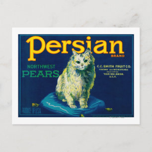 Cartão Postal Rótulo de Caixa de Pêra PersaYakima, WA
