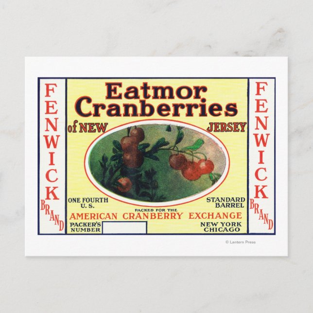 Cartão Postal Rótulo de Marca de Framboesas Fenwick Eatmor (Frente)