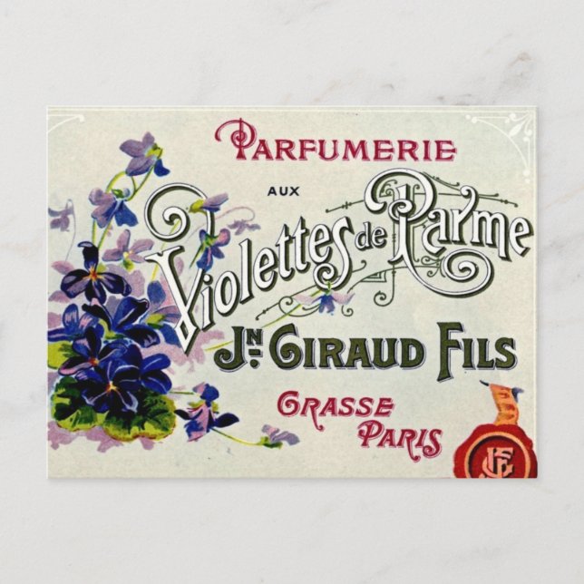 Cartão Postal Rótulo de Perfume da Violeta Francesa (Frente)