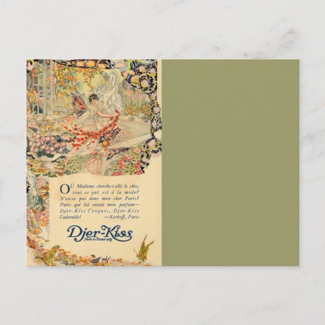 Cartão Postal Rótulo de Perfume Francês Djer-Kiss (Frente)