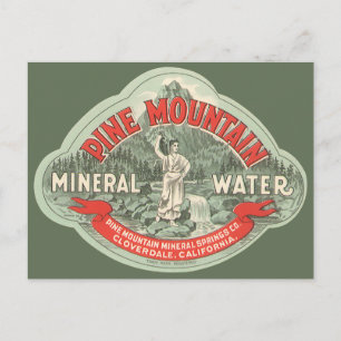 Cartão Postal Rótulo de Produto Antigo, Água Mineral Pine Mounta