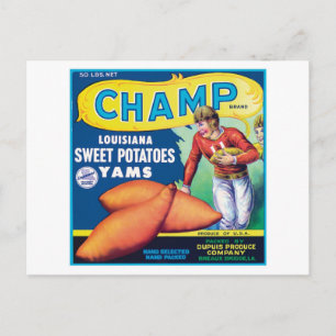 Cartão Postal Rótulo de produto Comida de batatas doces de vind