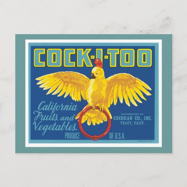 Cartão Postal Rótulo de produto da Comida de Frutas e legumes (Frente)