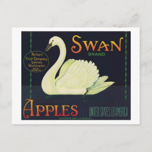 Cartão Postal Rótulo de Produto de Comida de Maçãs Vintage