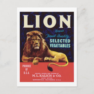 Cartão Postal Rótulo de Produto de Comida Vegetais Vintage