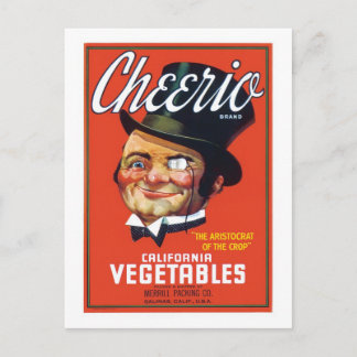 Cartão Postal Rótulo de Produto de Comida Vegetais Vintage