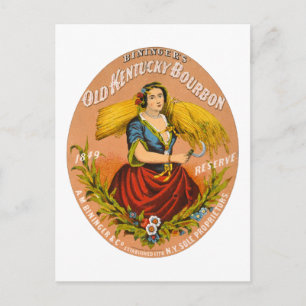 Cartão Postal Rótulo de propaganda de uísque, cerca de 1860.