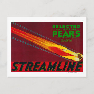 Cartão Postal Rótulo de Taxa de Pear de StreamlineSanta Clara,