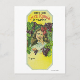Cartão Postal Rótulo de Uvas do Lago Keuka Variety Choice