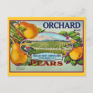 Cartão Postal Rótulo do Crato de Vintagem da Fruta de Pear