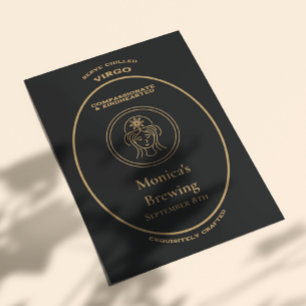 Cartão Postal Rótulo Personalizado de Apothecário Dourado de Vir