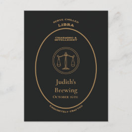 Cartão Postal Rótulo Personalizado de Farmácia Ouro Libra Zodíac
