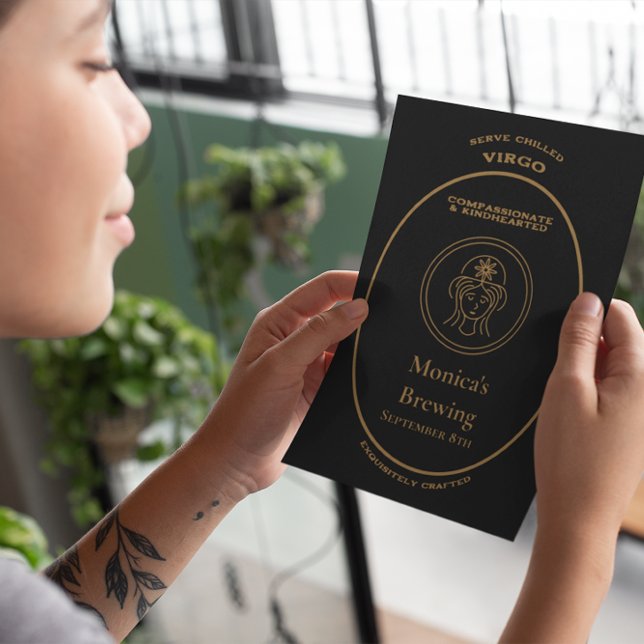 Cartão Postal Rótulo Personalizado Virgem Zodíaco Apothecary Dou (Criador carregado)